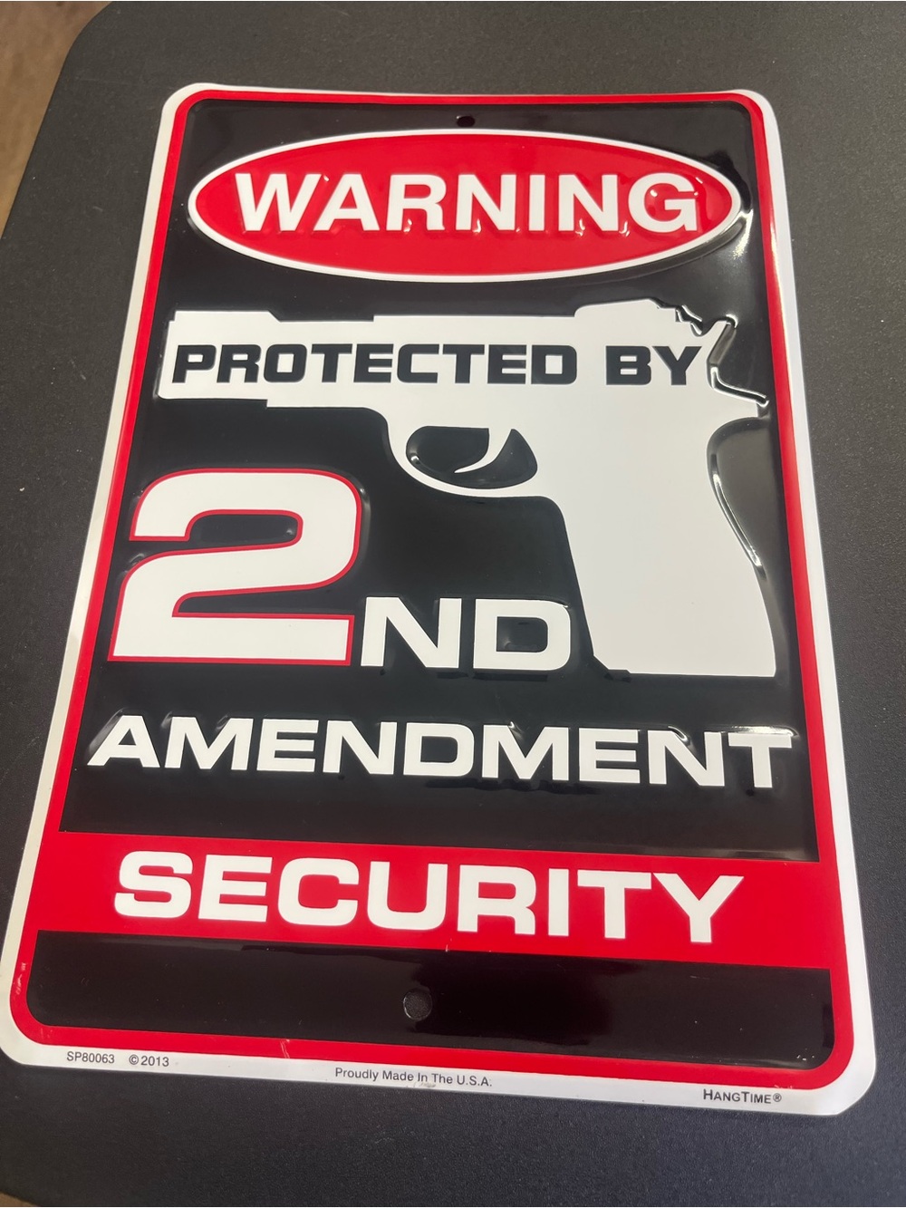 Warning: Protected by 2nd Amendment Security Sign - Black/Red/White